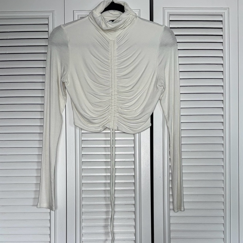 Naked Wardrobe Cropped Turtleneck Top